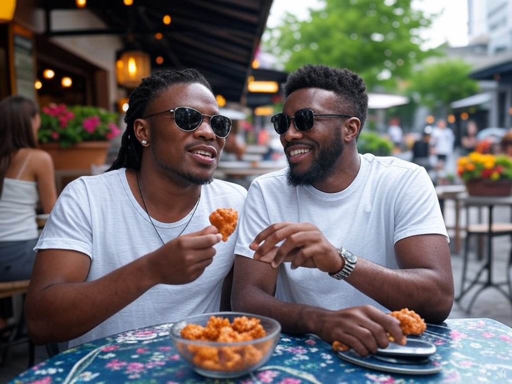 Cool AI generated guys eating our wings